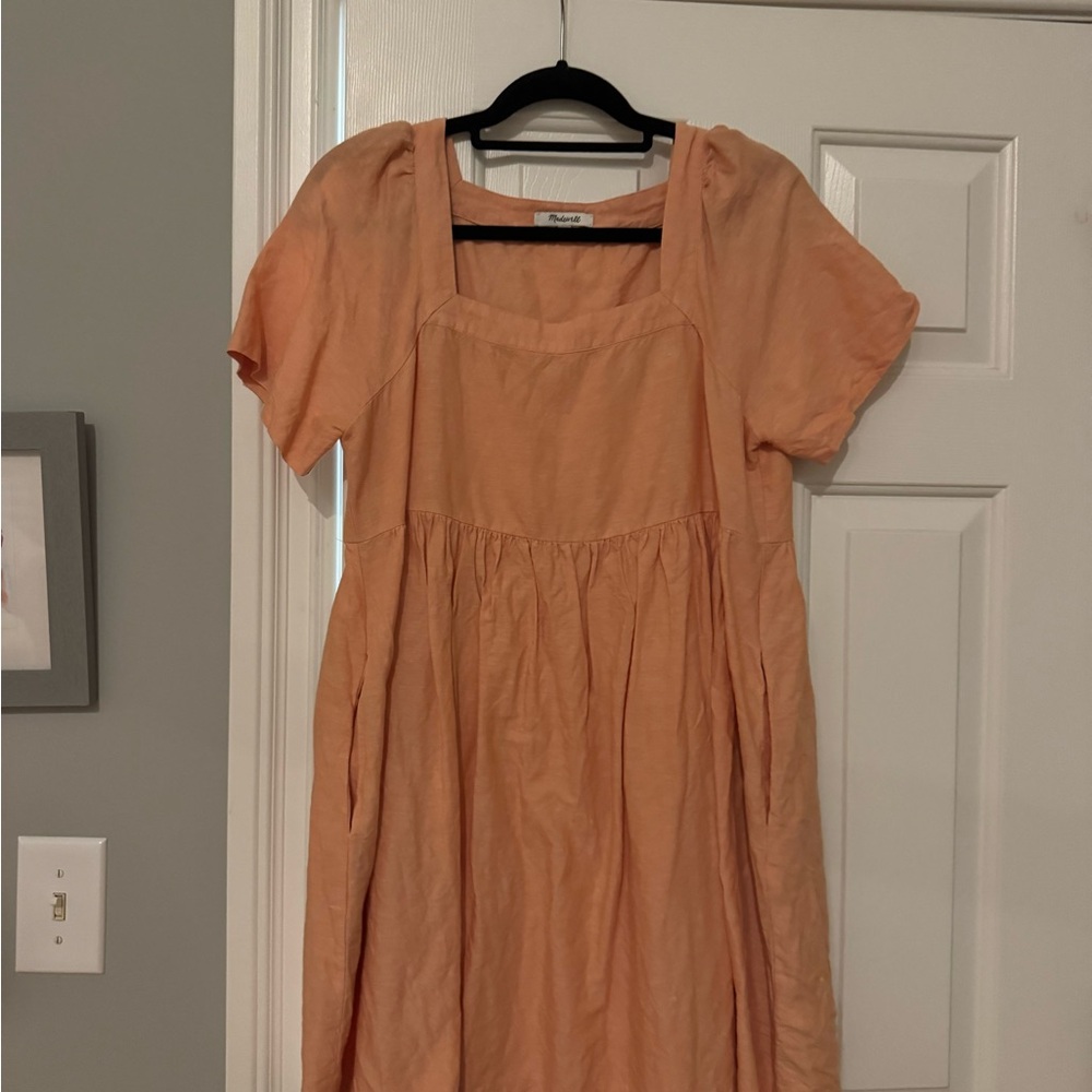 Madewell Peach Square Neck Babydoll Dress